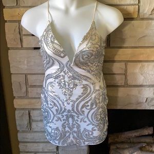 Windsor white/silver sequined dress